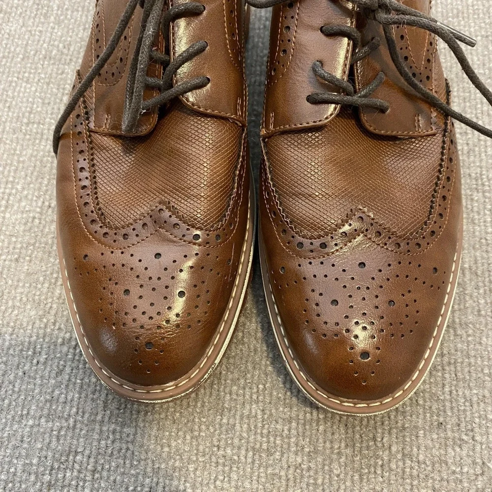 Steve Madden Shoes Mens Size 8 Brown Leather Wingtip Brogue Dress Oxfords Casual
